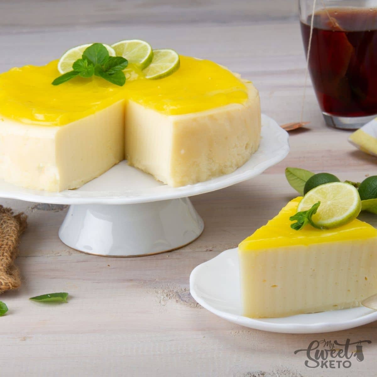 Heartwarming, cozy, silky, rich, and decadent crustless keto lime cheesecake. Who needs a crust when the filling is so creamy and tasty? #keto